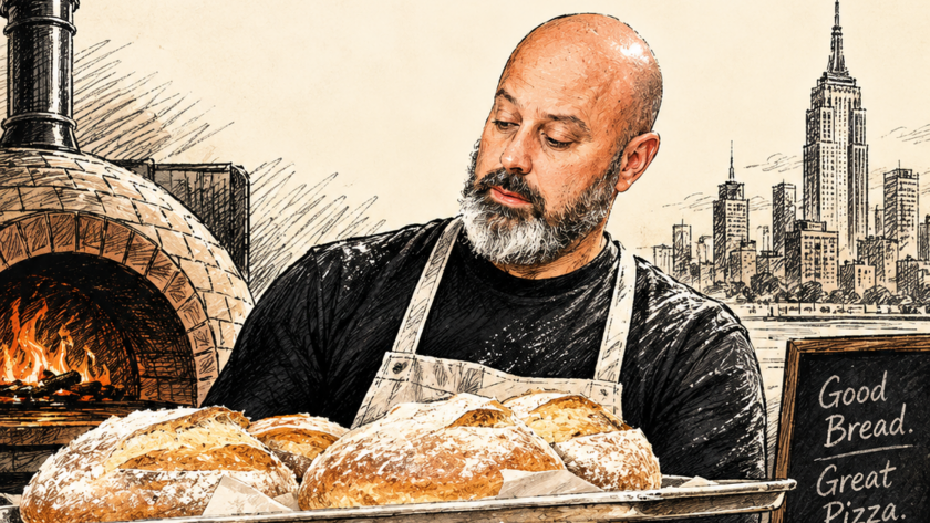 Cover illustration: a baker in an apron carries a tray of loaves in front of a brick oven, with bold headline 'I Have a Giant Ego' above.